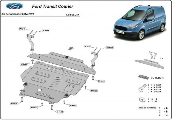 Motor en Versnellingsbak Beschermplaat voor Ford Transit Courier