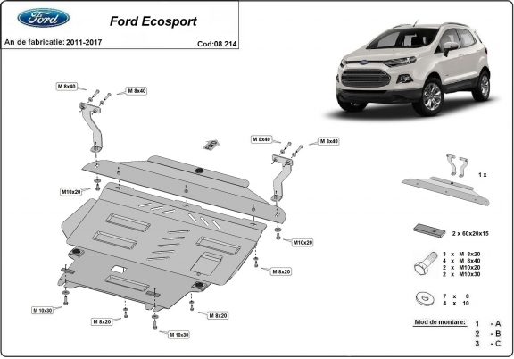 Motor, Versnellingsbak en Radiator Beschermplaat voor Ford EcoSport