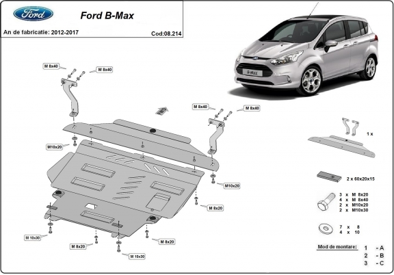 Motor en Versnellingsbak Beschermplaat voor Ford B-Max