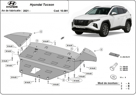 Motor, Versnellingsbak en Radiator Beschermplaat voor Hyundai Tucson