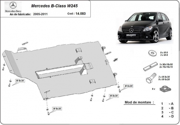 Motor en Versnellingsbak Beschermplaat voor Mercedes B-Class W245
