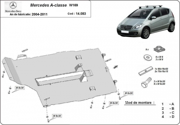 Motor en Versnellingsbak Beschermplaat voor Mercedes A-Class W169