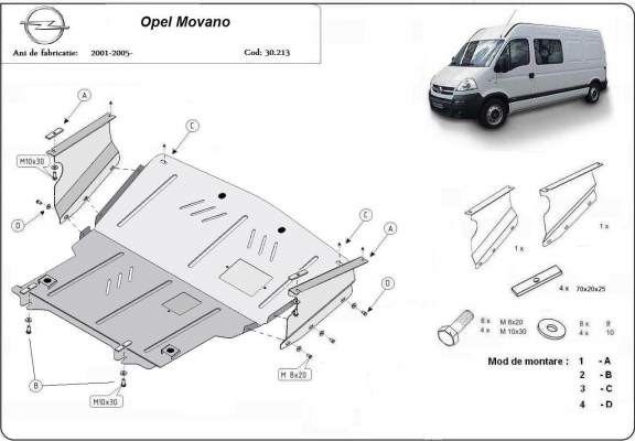 Motor en Versnellingsbak Beschermplaat voor Opel Movano A 