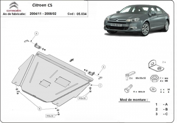 Motor en Versnellingsbak Beschermplaat voor Citroen C5