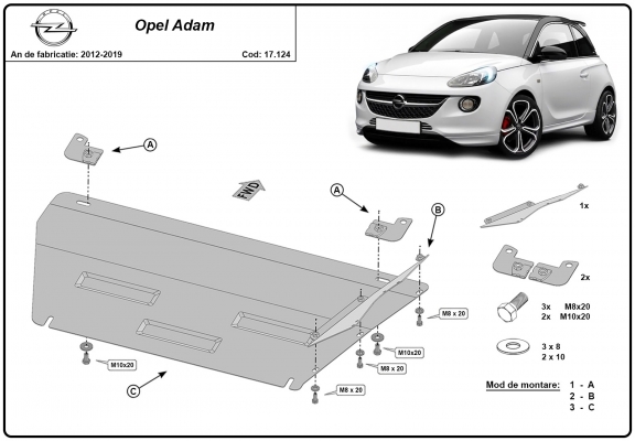 Motor en Versnellingsbak Beschermplaat voor Opel Adam