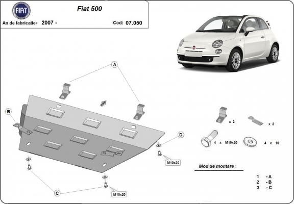 Motor Beschermplaat voor Fiat 500