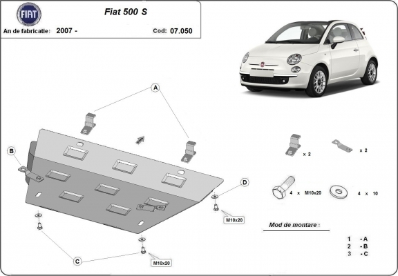 Motor Beschermplaat voor Fiat 500 S