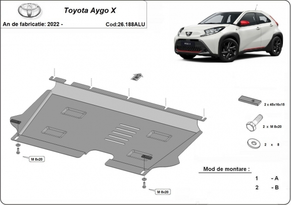 Motor en Versnellingsbak Beschermplaat voor Toyota Aygo X - Aluminium