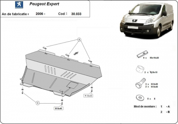 Motor, Versnellingsbak en Radiator Beschermplaat voor Peugeot Expert
