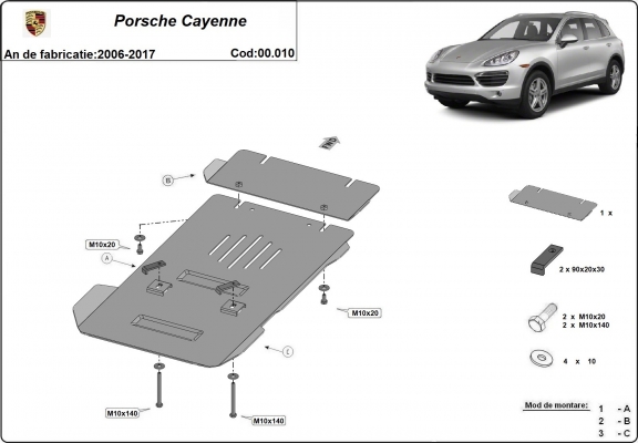 Versnellingsbak Beschermplaat voor Porsche Cayenne