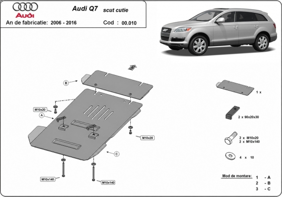 Versnellingsbak Beschermplaat voor Audi Q7