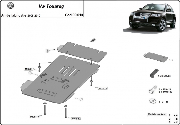 Versnellingsbak Beschermplaat voor Volkswagen Touareg 7L