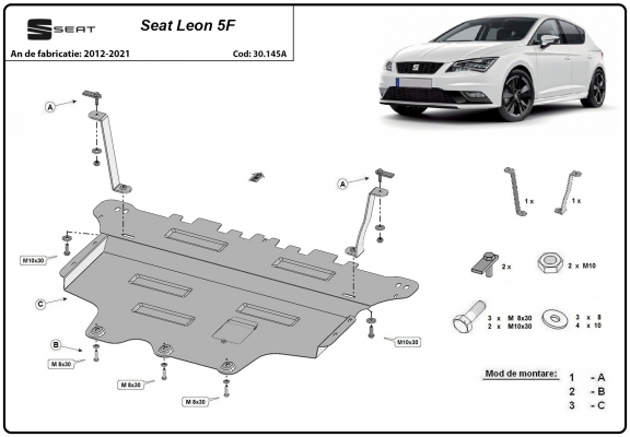 Motor en Versnellingsbak Beschermplaat voor Seat Leon Mk3 
