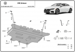 Motor, Versnellingsbak en Radiator Beschermplaat voor VW Arteon 