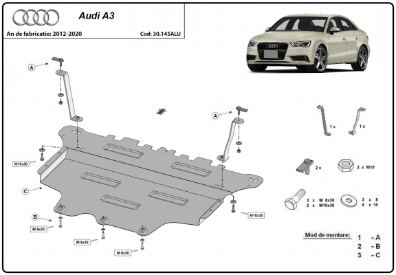 Aluminium Motor Beschermplaat voor Audi A3