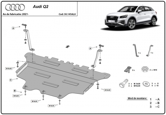 Aluminium Motor Beschermplaat voor Audi Q2