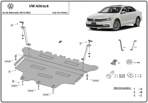 Aluminium Motor, Versnellingsbak en Radiator Beschermplaat voor VW Passat Alltrack