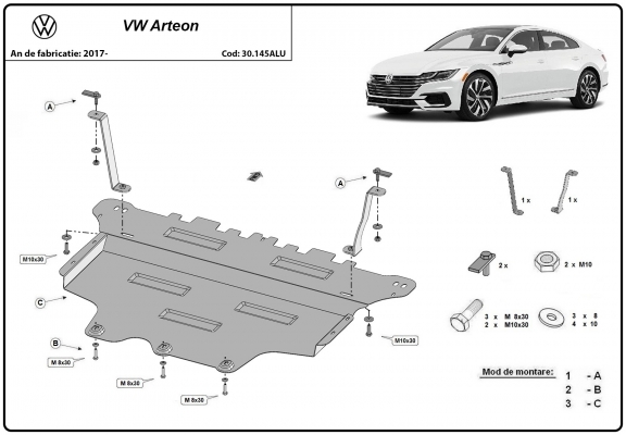 Aluminium Motor, Versnellingsbak en Radiator Beschermplaat voor VW Arteon