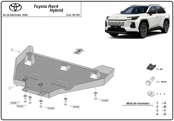 Differentieel Beschermplaat voor Toyota RAV 4 Hybrid
