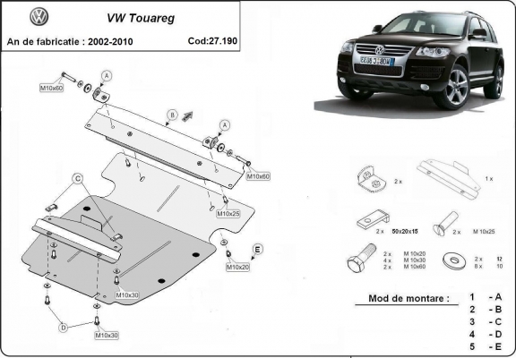 Motor Beschermplaat voor Volkswagen Touareg 7L