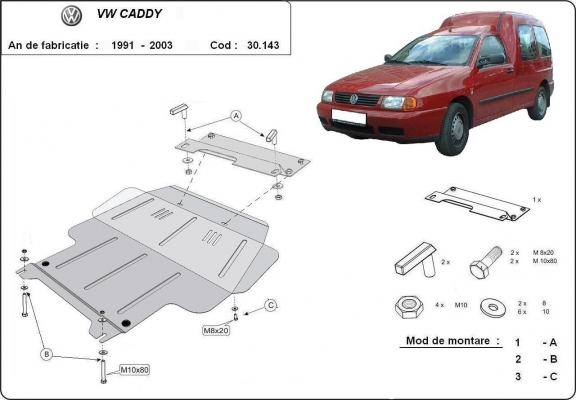 Motor en Versnellingsbak Beschermplaat voor Volkswagen Caddy