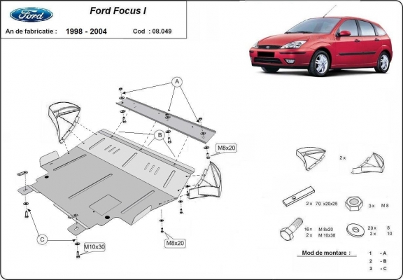 Motor, Versnellingsbak en Radiator Beschermplaat voor Ford Focus 1