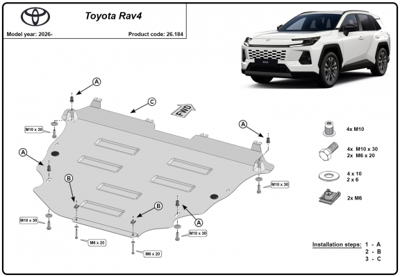 Motor en Versnellingsbak Beschermplaat voor Toyota Rav4