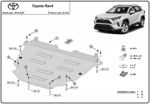 Motor en Versnellingsbak Beschermplaat voor Toyota Rav4