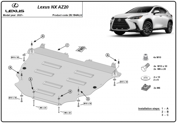 Motor, Versnellingsbak en Radiator  aluminium Beschermplaat voor Lexus NXAZ20