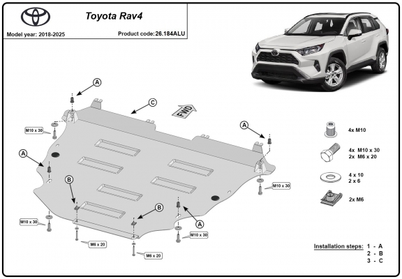 Motor, Versnellingsbak en Radiator  aluminium Beschermplaat voor Toyota RAV4