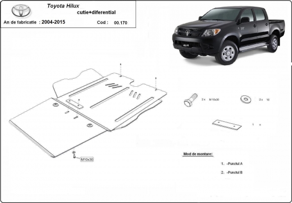 Versnellingsbak en Differentieel Beschermplaat voor Toyota Hilux
