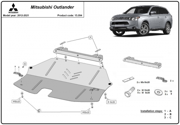 Motor en Versnellingsbak Beschermplaat voor Mitsubishi Outlander