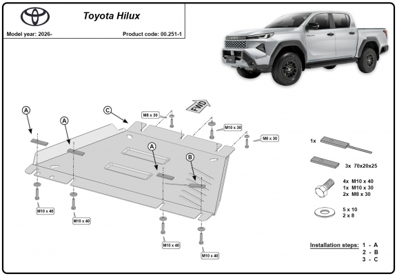 Versnellingsbak Beschermplaat voor Toyota Hilux