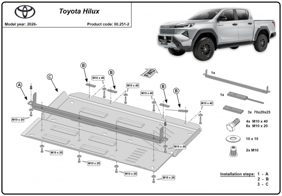 Differentieel Beschermplaat voor Toyota Hilux