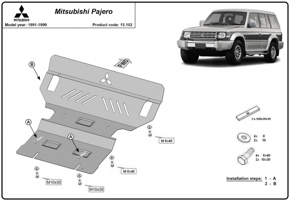 Motor en Radiator Beschermplaat voor Mitsubishi Pajero 2 