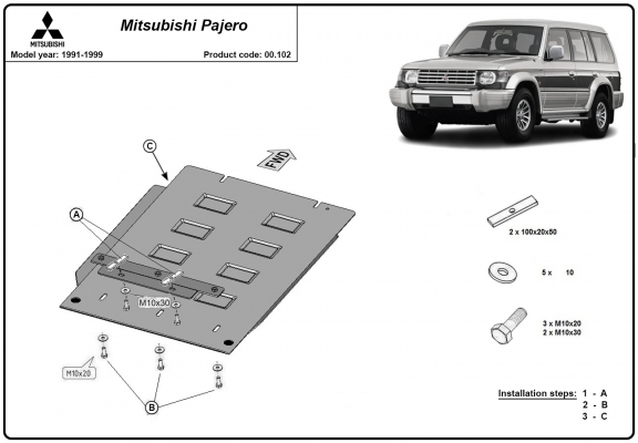 Versnellingsbak Beschermplaat voor Mitsubishi Pajero 2