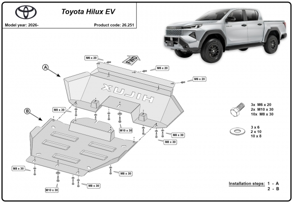 Motor  Beschermplaat voor Toyota Hilux EV