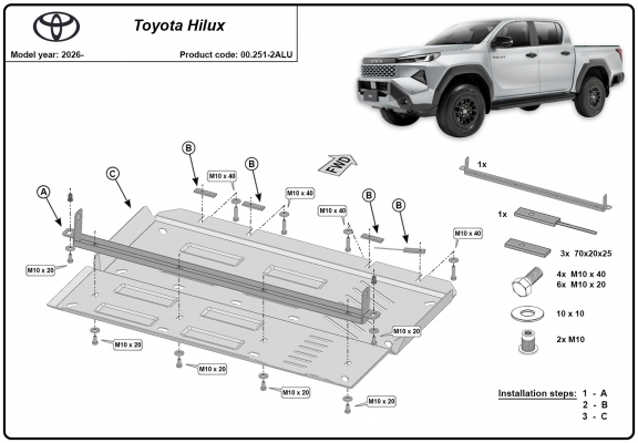 Differentieel aluminium Beschermplaat voor Toyota Hilux