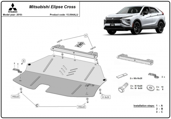 Motor  Beschermplaat voor Mitsubishi Eclipse Cross - Aluminium