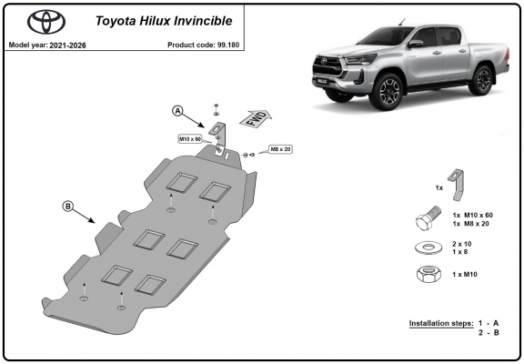 Brandstoftank Beschermplaat voor Toyota Hilux Invincible