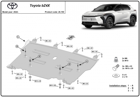 Motor en Versnellingsbak Beschermplaat voor Toyota BZ4X