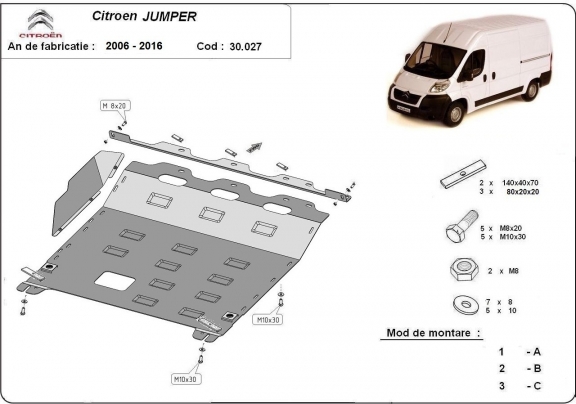 Motor, Versnellingsbak en Radiator Beschermplaat voor Citroen Jumper