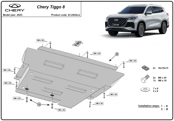 Motor, Versnellingsbak en Radiator  aluminium Beschermplaat voor Chery Tiggo 8