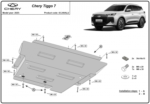 Motor, Versnellingsbak en Radiator  aluminium Beschermplaat voor Chery Tiggo 7