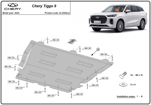Motor, Versnellingsbak en Radiator  aluminium Beschermplaat voor Chery Tiggo 9