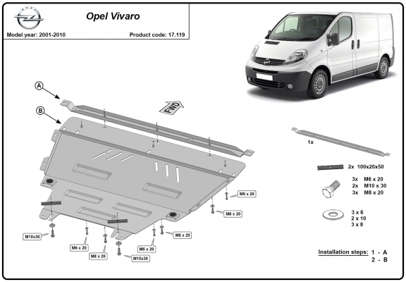 Motor, Versnellingsbak en Radiator Beschermplaat voor Opel Vivaro A 