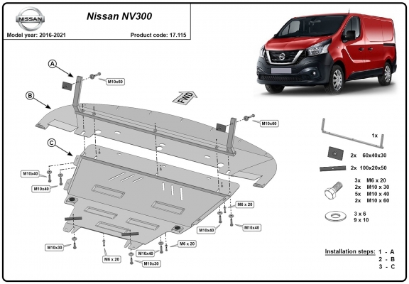 Motor Beschermplaat voor Nissan NV300