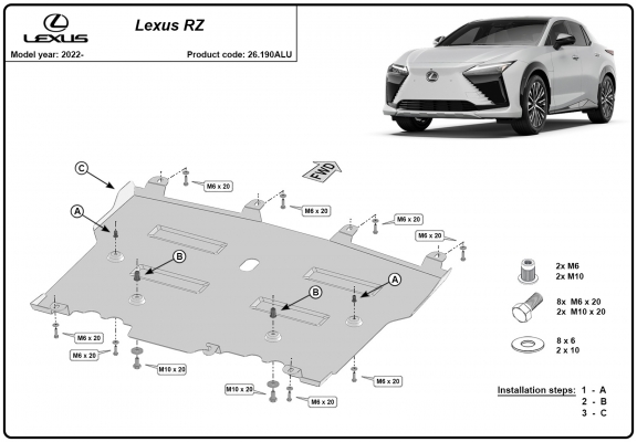 Aluminium Motor, Versnellingsbak en Radiator Beschermplaat voor Lexus RZ