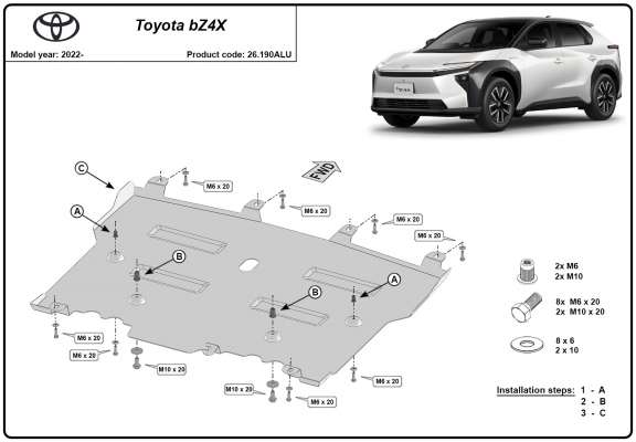 Aluminium Motor, Versnellingsbak en Radiator Beschermplaat voor Toyota BZ4X