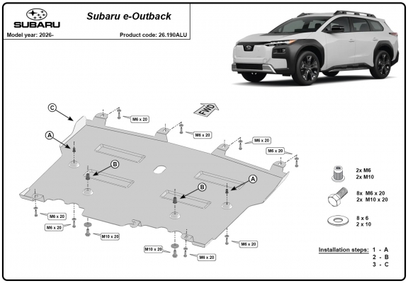 Aluminium Motor, Versnellingsbak en Radiator Beschermplaat voor Subaru E-Outback